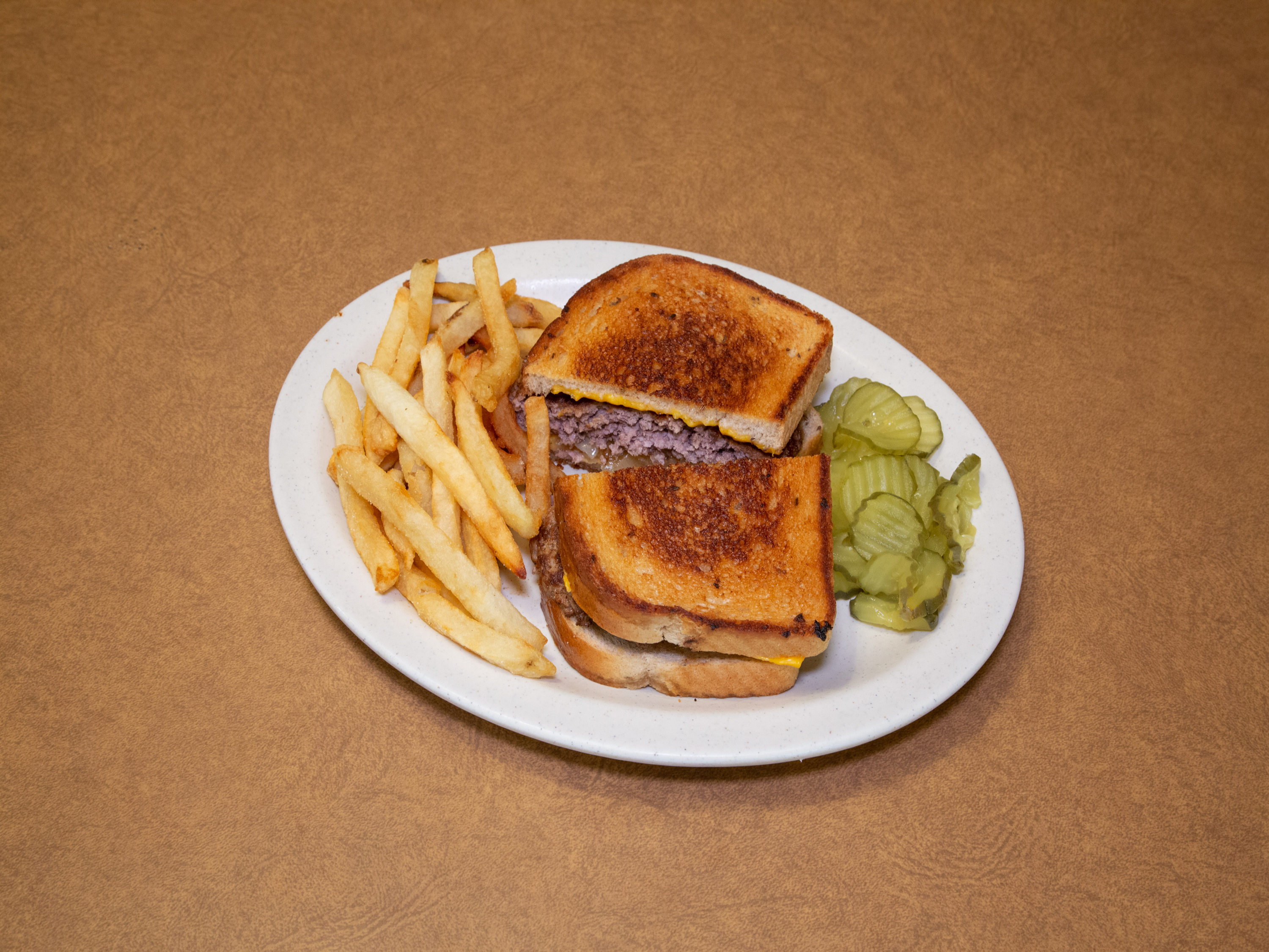 Order Beef Burger Patty Melt With Fries  food online from Top Notch Beef Burgers store, Chicago on bringmethat.com