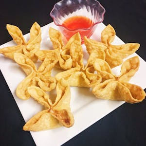 Order 50. Crab Rangoons 蟹角 (6) food online from Red Pepper Chinese Restaurant store, Lawrence on bringmethat.com