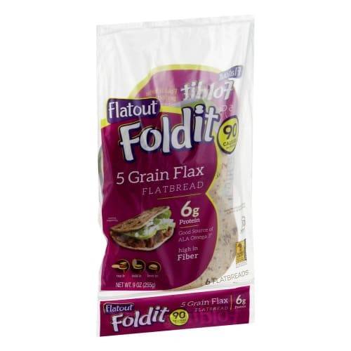 Order Flatout · Foldit 5 Grain Flax Flatbread (9 oz) food online from United Supermarkets store, Plainview on bringmethat.com