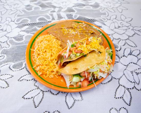 Order 9. Hard Tacos Combo food online from Rivas Mexican Grill store, North Las Vegas on bringmethat.com