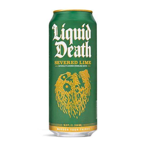 Order Liquid Death Severed Lime Sparkling Water food online from Elegy Coffee store, Nashville on bringmethat.com