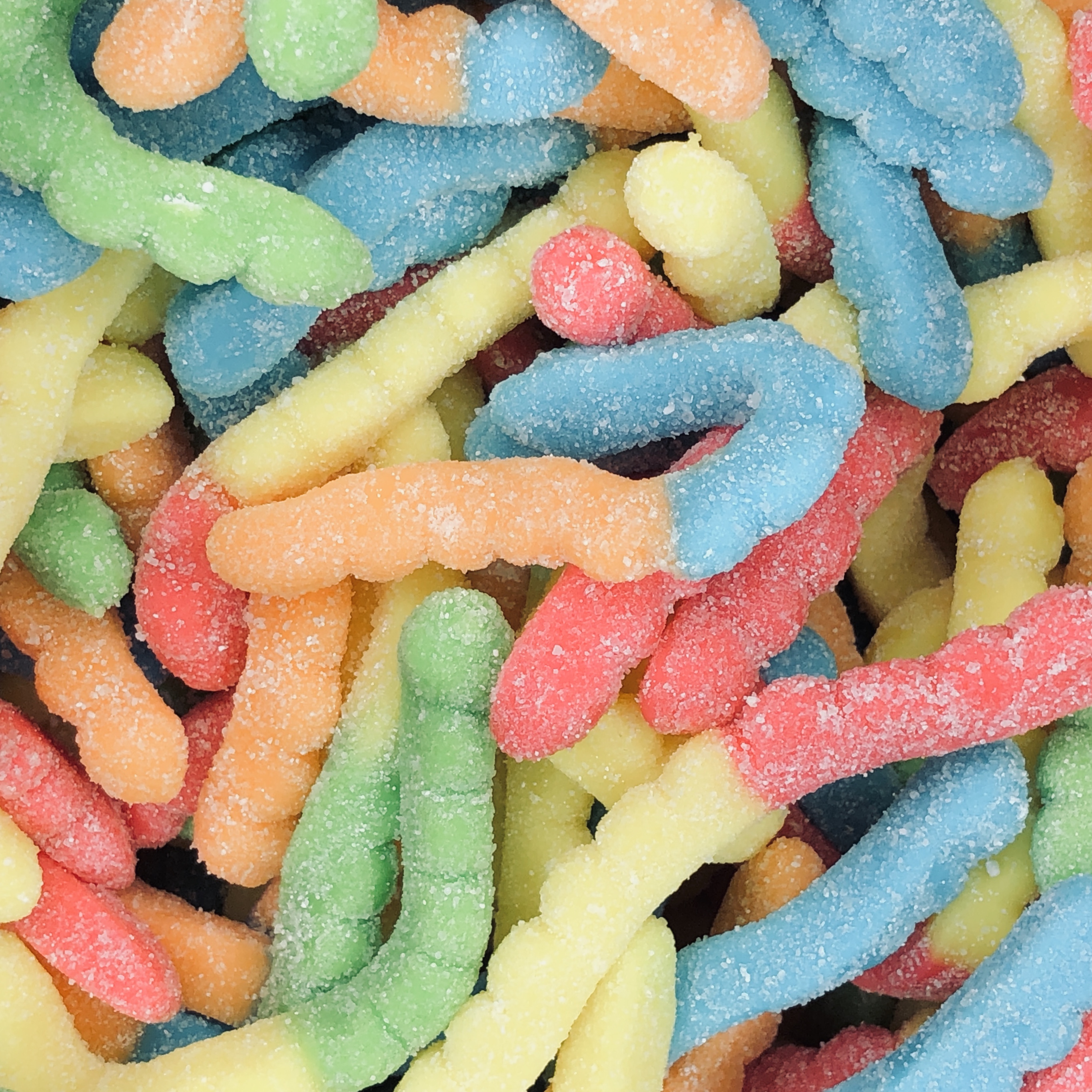 Order Sour Neon Gummi Worms food online from Naper Nuts & Sweets store, Naperville on bringmethat.com