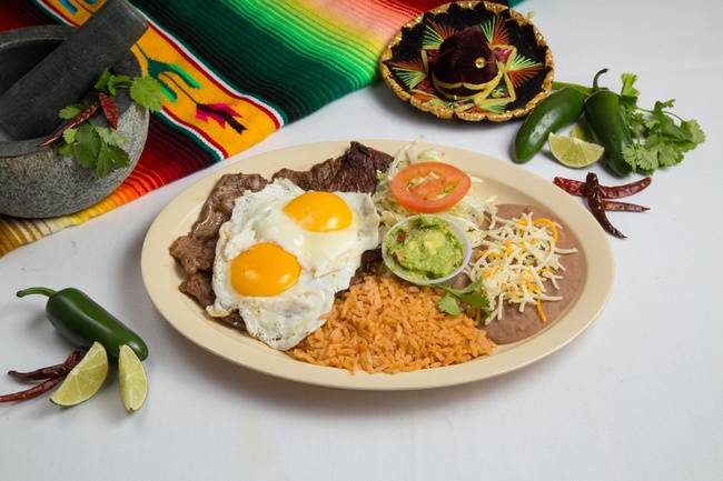Order Steak & Eggs Plate food online from Tacos N More Mexican Grill store, Chandler on bringmethat.com