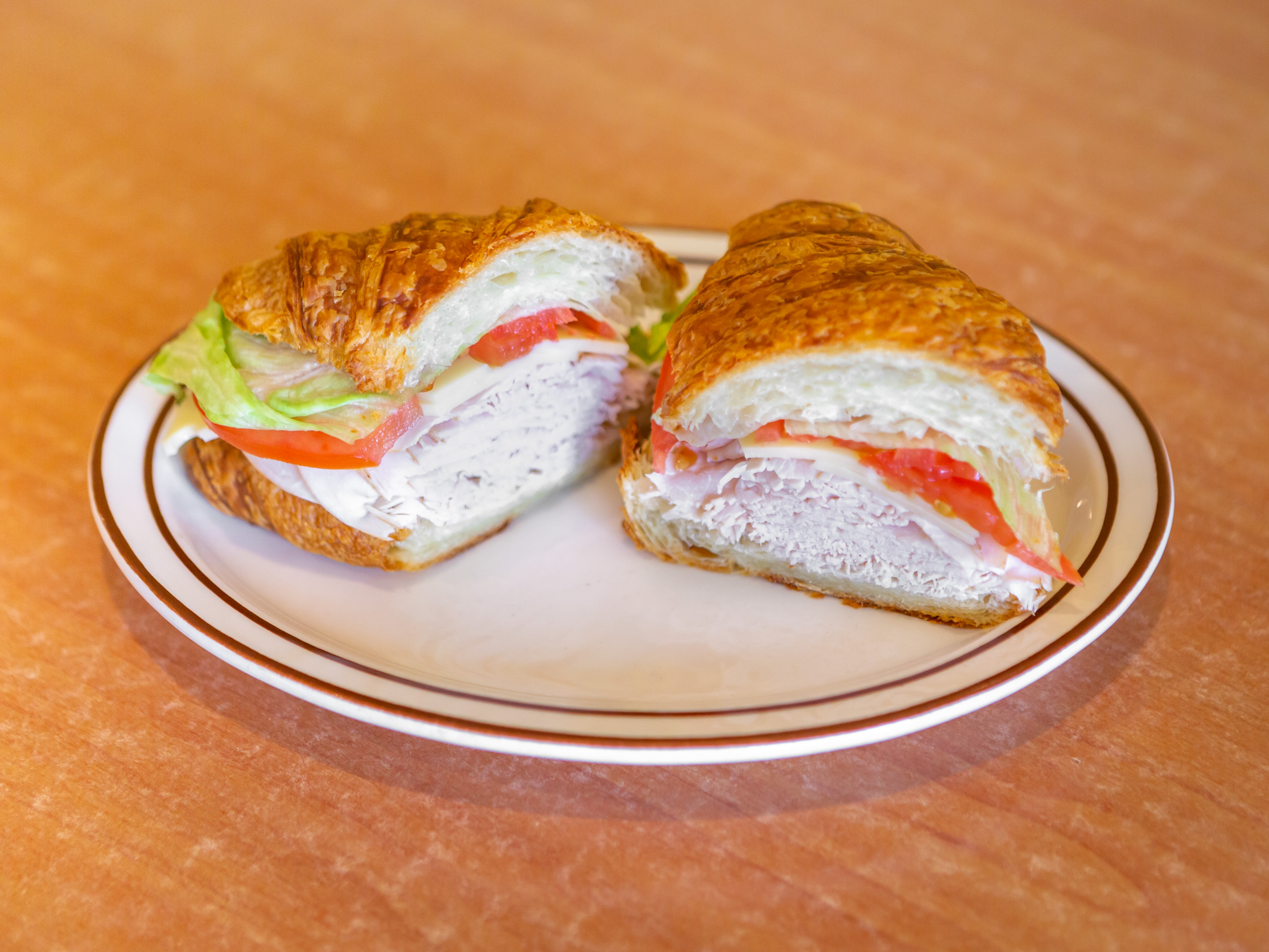 Order Turkey and Swiss Sandwich food online from The Peaberry Bean & Beats store, Whitmore Lake on bringmethat.com