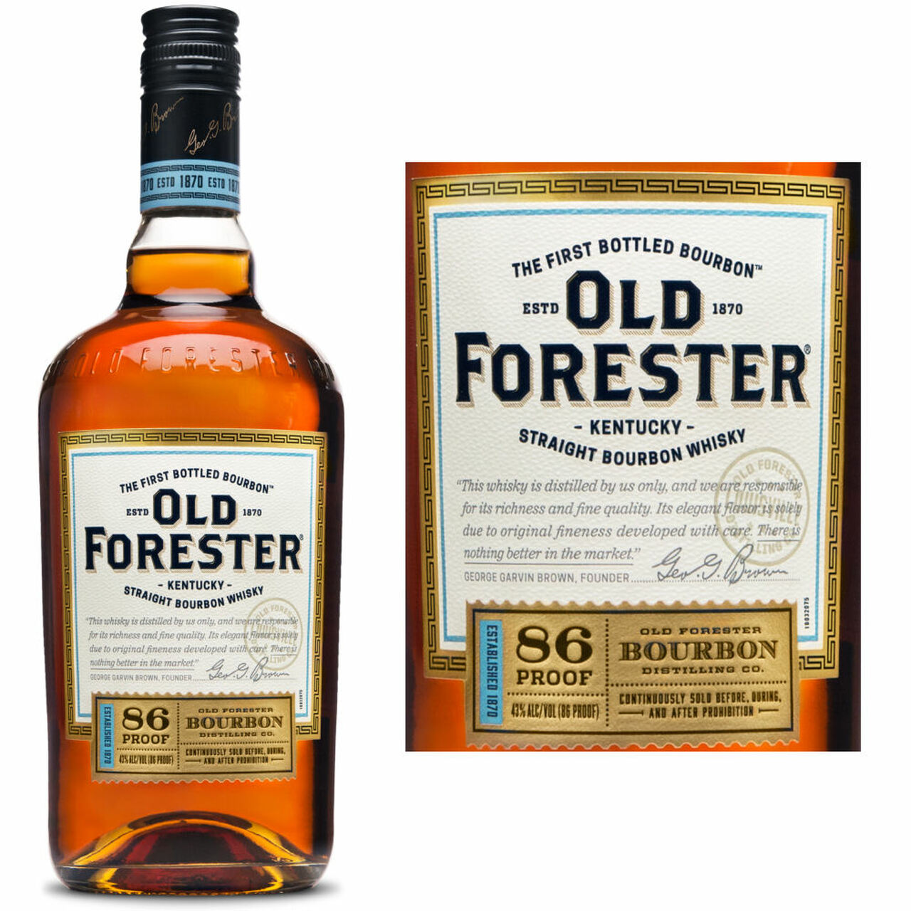 Order Old Forester Bourbon 86 Proof 750 ml. food online from Village Wine & Spirits store, Ventura on bringmethat.com