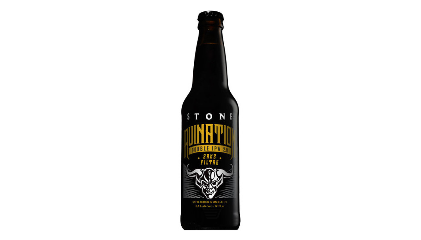 Order Stone Brewing Stone Ruination IPA 22 oz Bottle food online from P & B Liquor & Fine Wine store, Long Beach on bringmethat.com