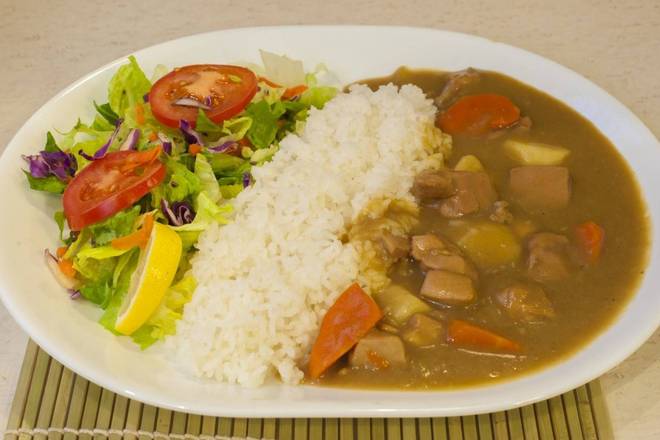 Order 12. Chicken & Mixed Veg. Curry Rice with Salad food online from Bento Ya store, Los Angeles on bringmethat.com