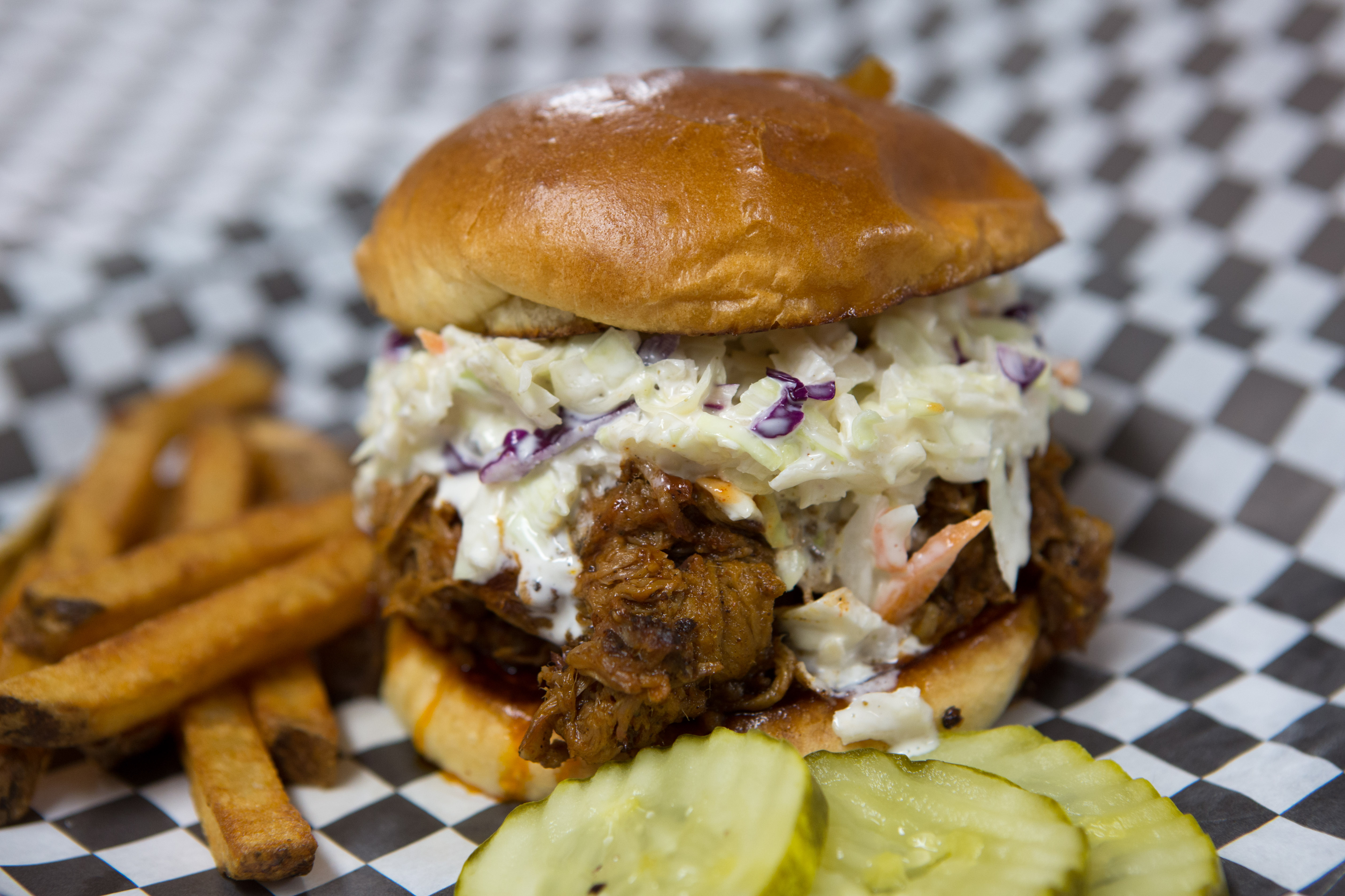 Order Pulled Pork Sandwich food online from Big Ange Eatery store, Arlington Heights on bringmethat.com