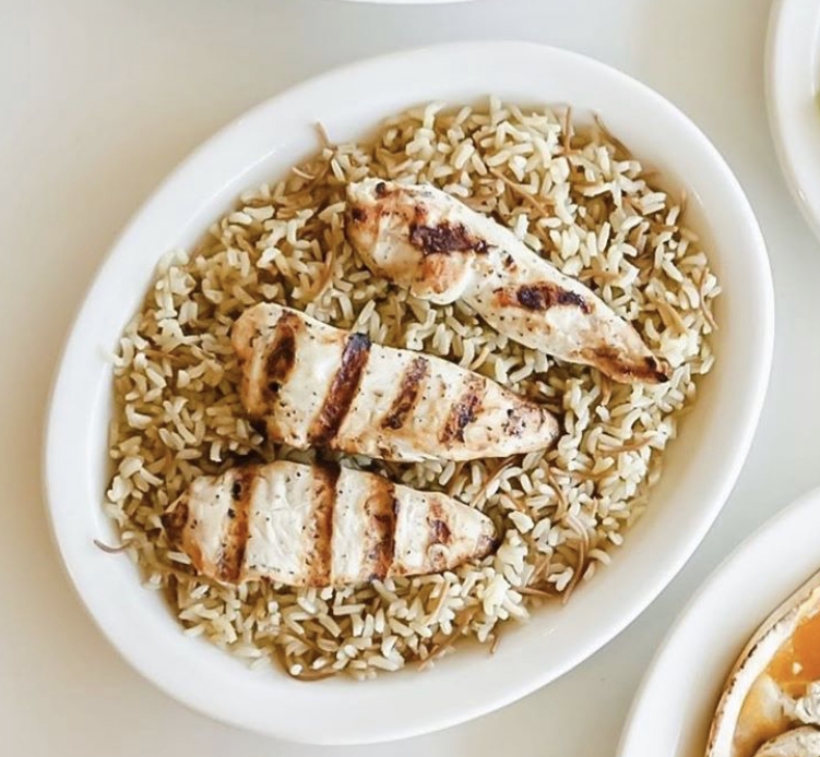 Order Kid's Grilled Chicken Tenders with Brown Rice and Vermicelli food online from Aladdin's Eatery store, Pittsburgh on bringmethat.com