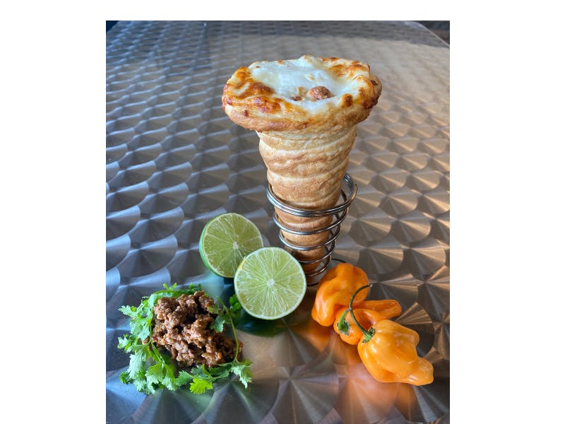 Order 12) Spicy Latina Pizza Cone - 12) Spicy Latina Pizza Cone food online from Twisted Pizza store, Las Vegas on bringmethat.com
