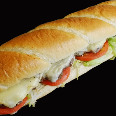 Order Cheeseburger Sub 6" food online from Francos Pizza & More store, Kenmore on bringmethat.com