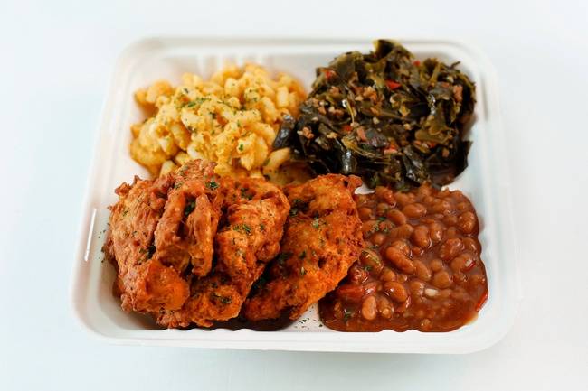 Order Fried Chicken Plate food online from Vegan Mob store, Oakland on bringmethat.com