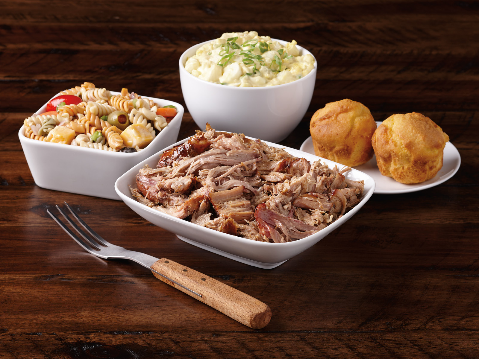 Order Pulled Pork Dinner for 2 - Served Hot food online from Hy-Vee Mealtime store, Ames on bringmethat.com