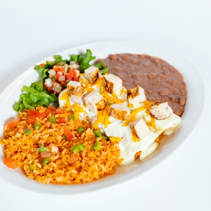 Order Fajita Chicken Enchilada Plate food online from El Fenix Mexican Restaurant store, Greenville on bringmethat.com