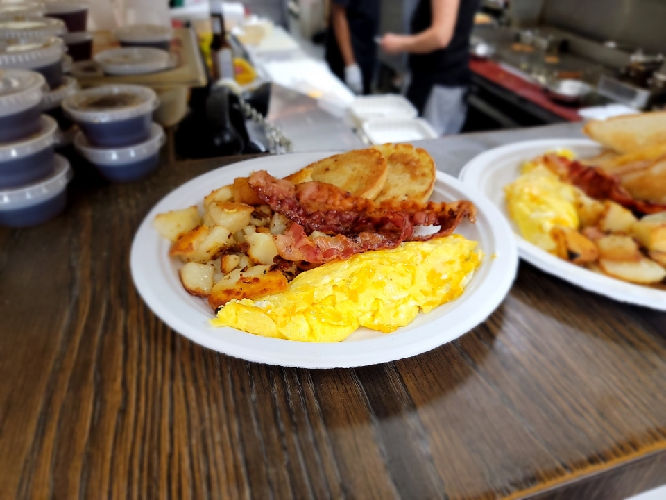 Order Two Eggs With Bacon, Sausage Patties, Scrapple, Ham, or Turkey food online from Steak In A Sack store, Fort Washington on bringmethat.com