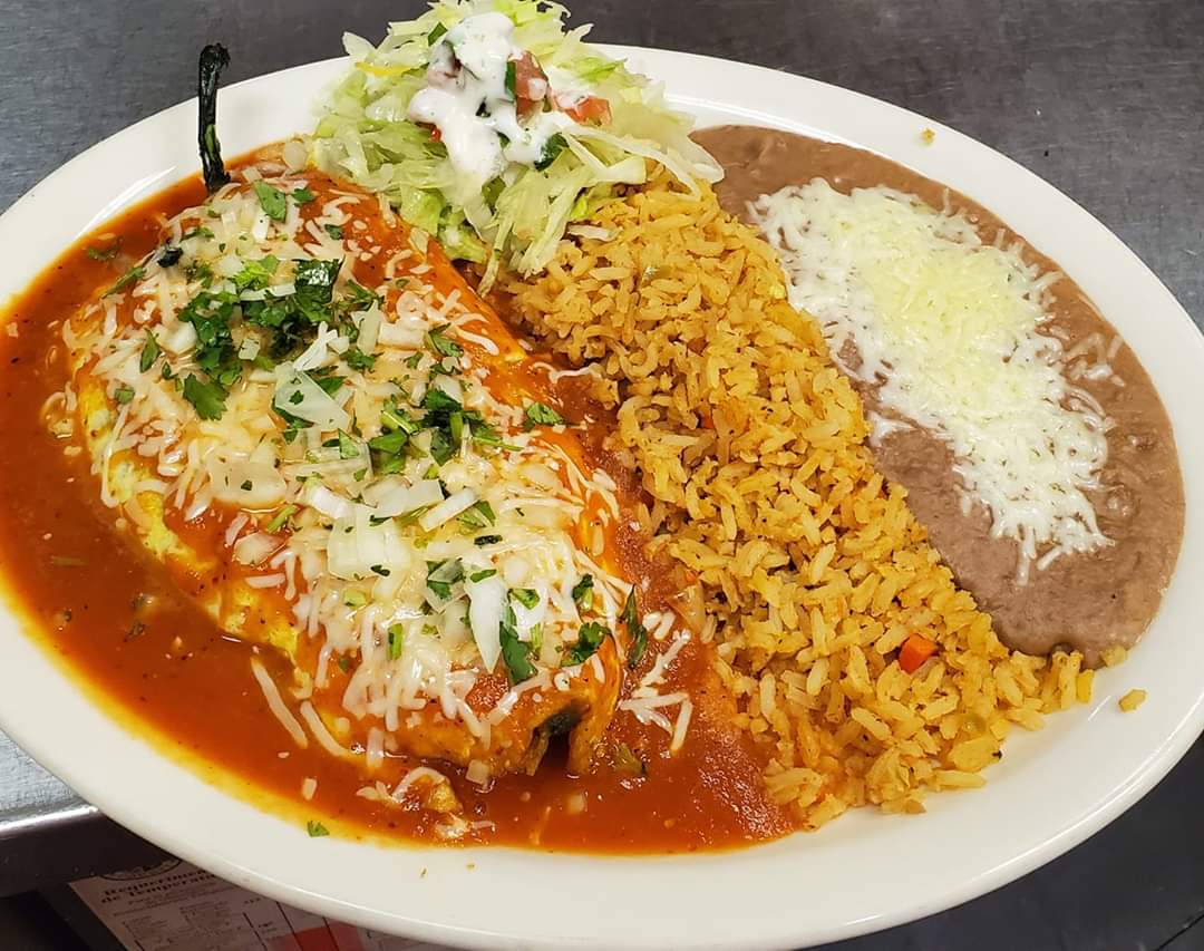 Order #27. Chile Relleno Plate food online from Taquitos Jalisco store, Mesa on bringmethat.com