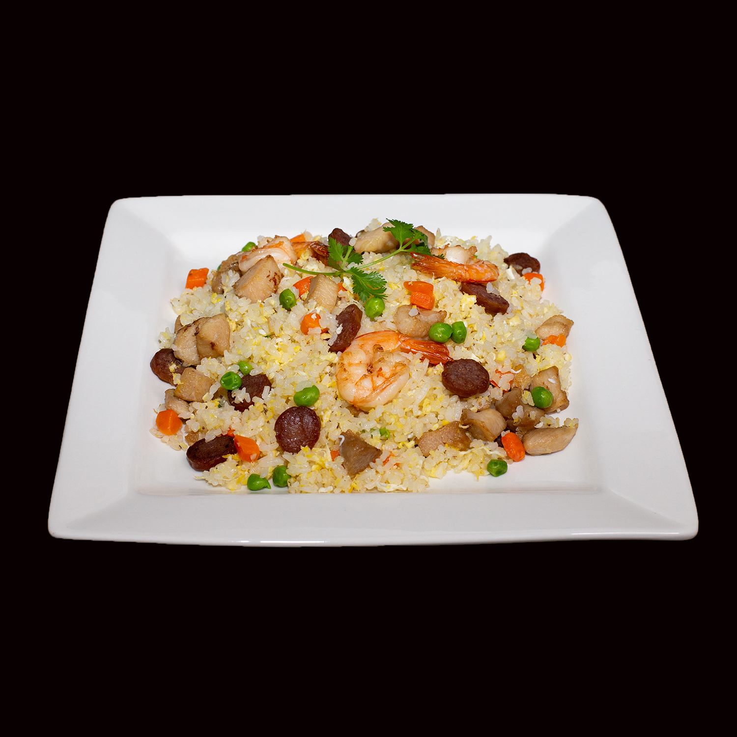 Order 45. Combination of shrimp, chicken, Chinese sausage Fried Rice food online from Pho Rex store, Norco on bringmethat.com
