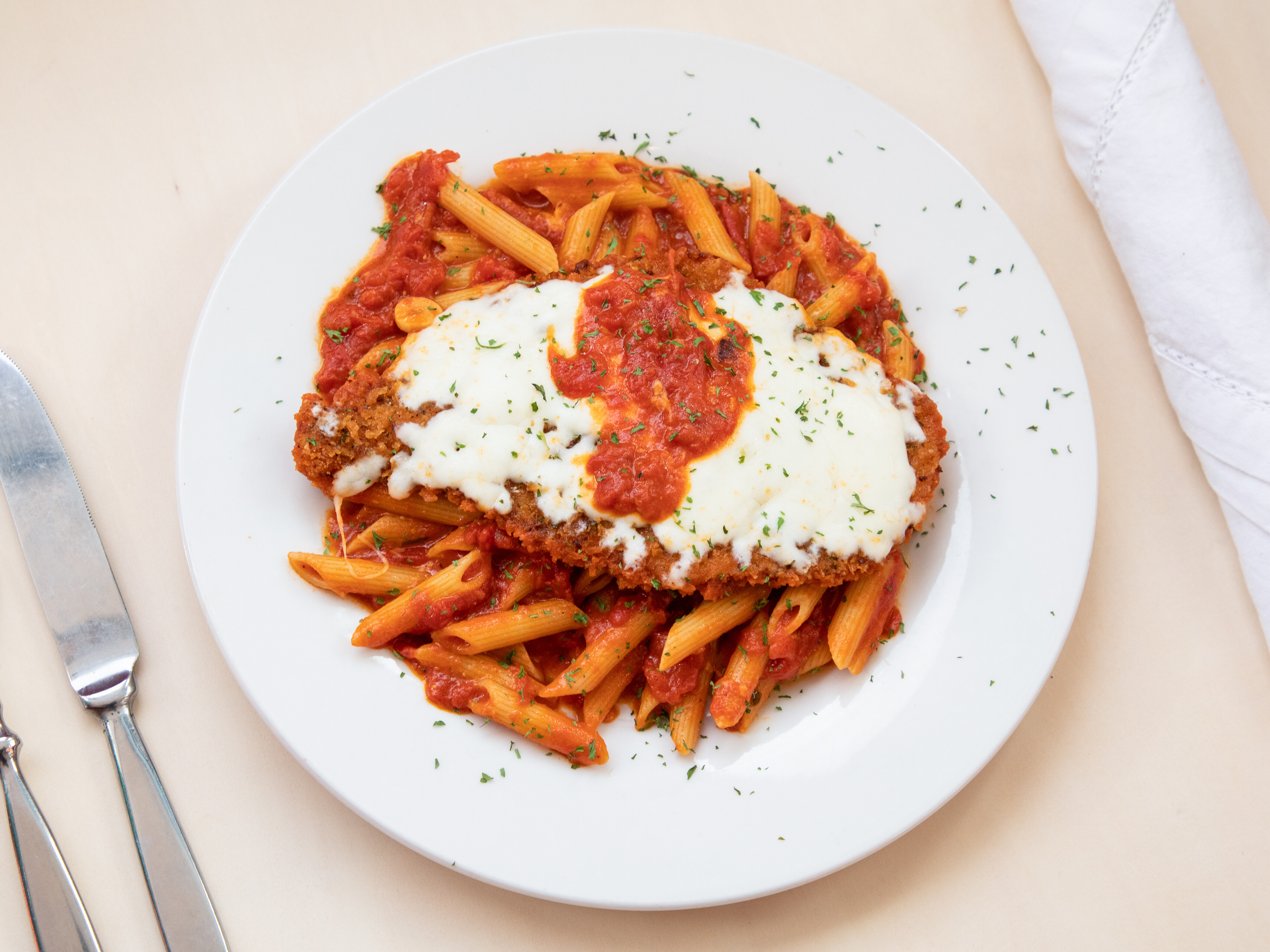 Order Chicken Parm with Pasta food online from Betty Boops Diner store, Albany on bringmethat.com