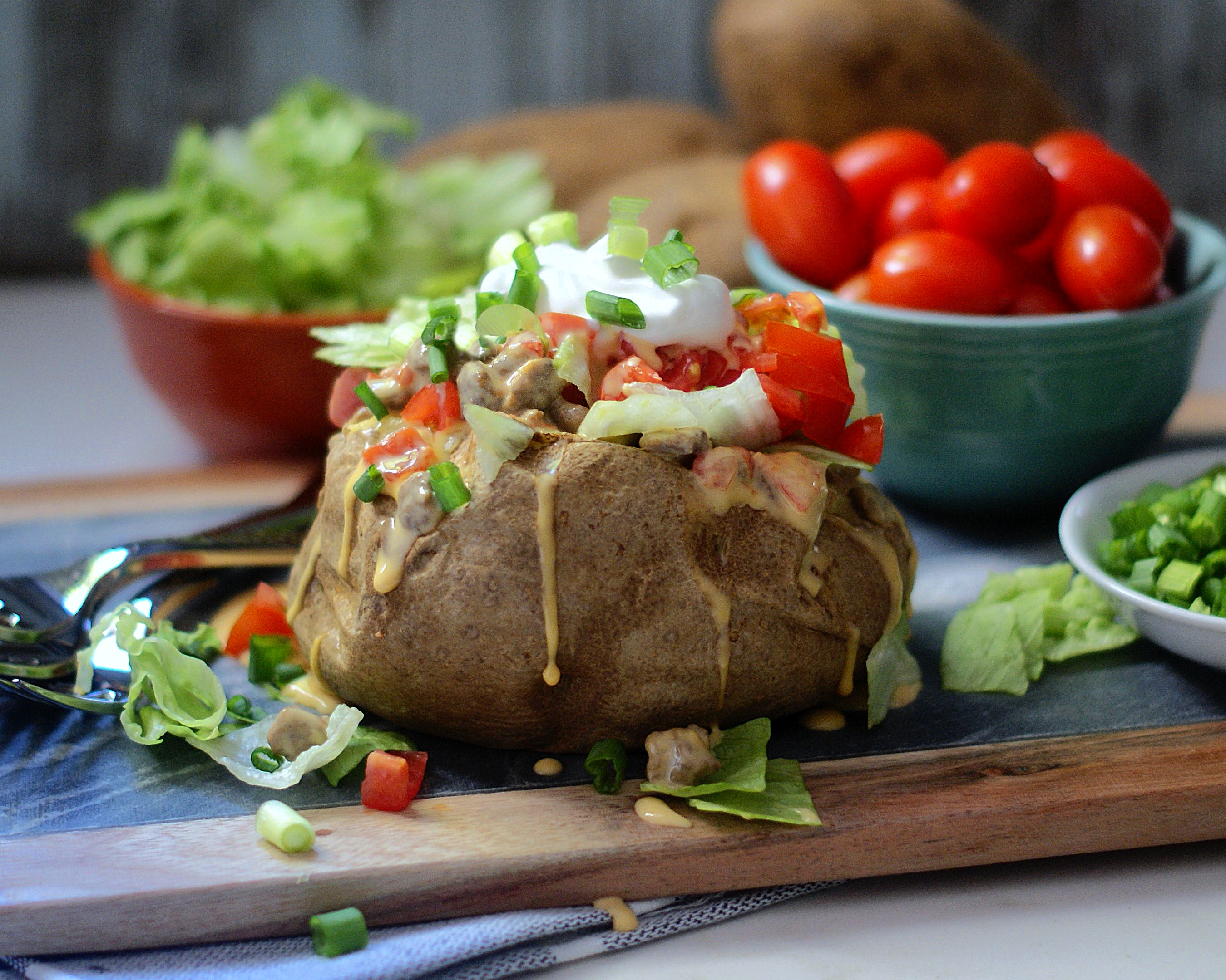 Order Stuffed Baked Potato with Garden Salad food online from Sutton cafe store, New York on bringmethat.com