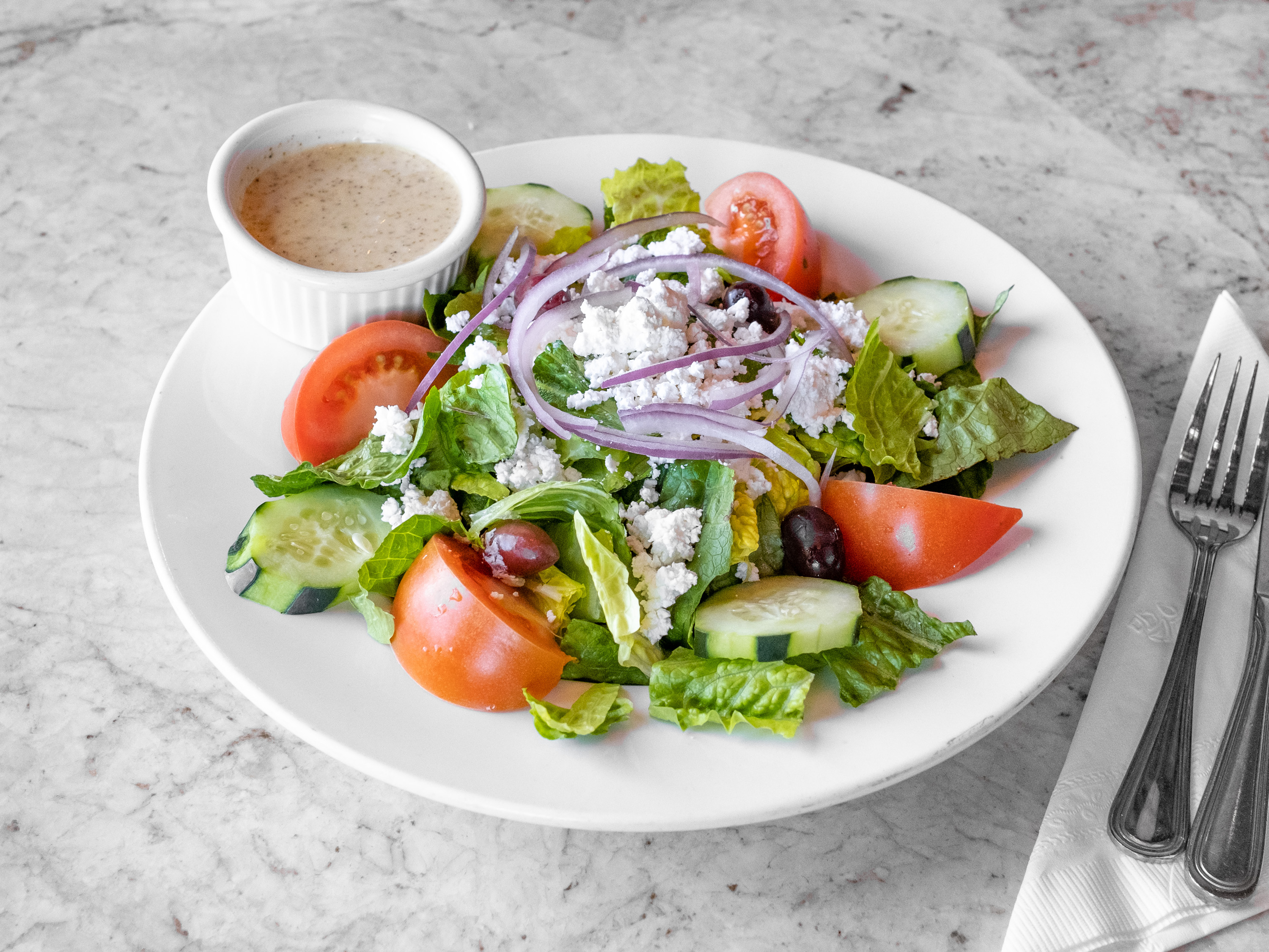 Order Greek Salad food online from Cafe Athena store, San Diego on bringmethat.com
