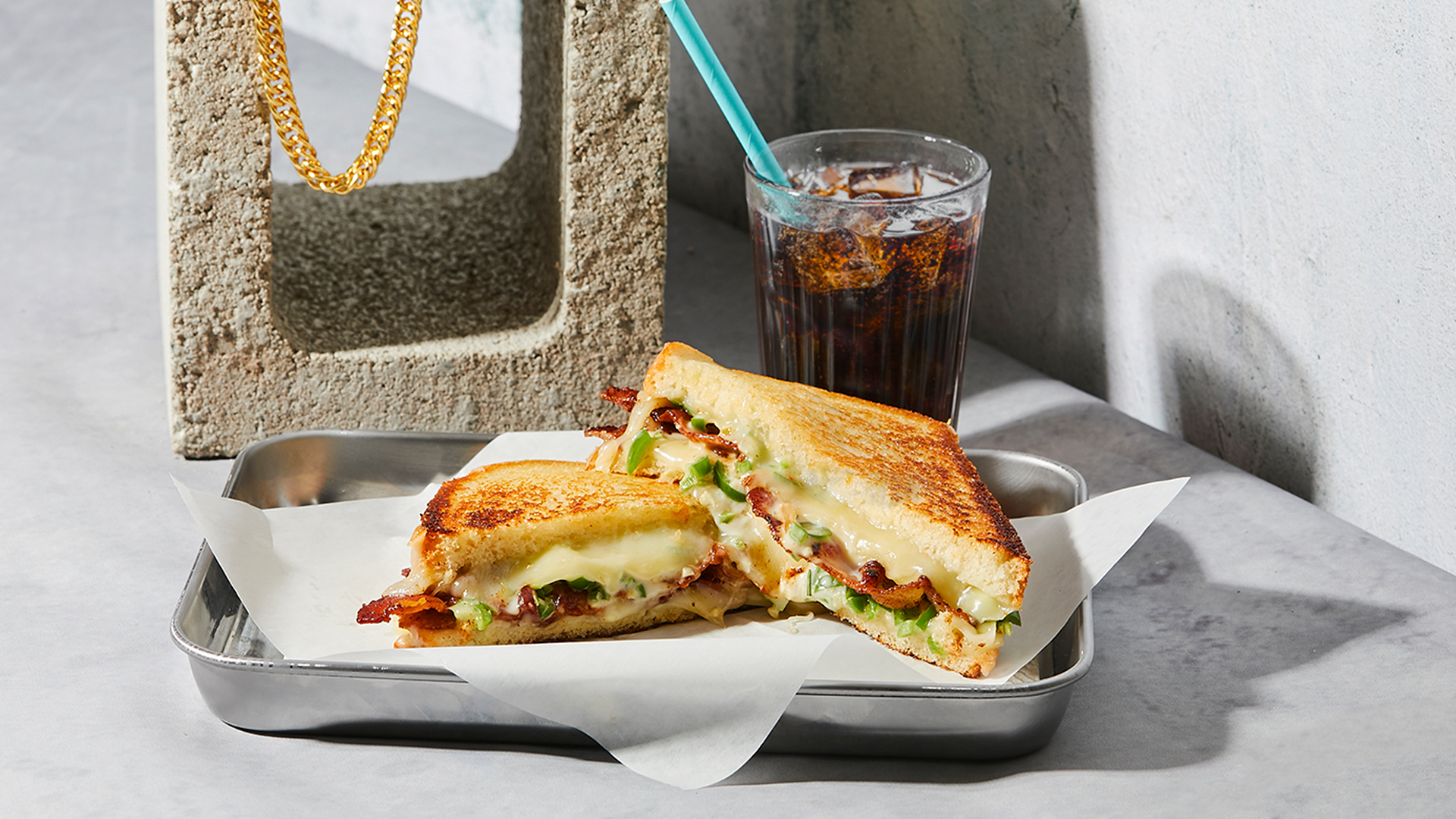 Order The Giardinera Cheddar food online from Grilled & Cheesy store, Chicago on bringmethat.com