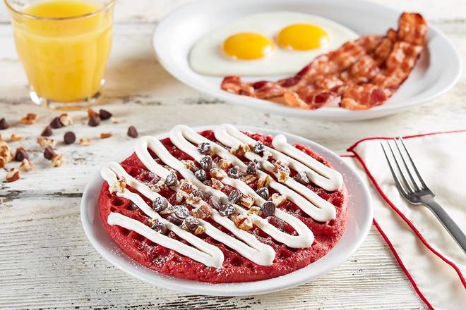 Order Red Velvet Waffle Platter food online from Huddle House store, Suffolk on bringmethat.com