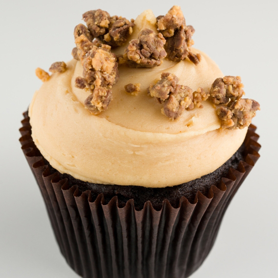 Order Peanut Butter Cup Cupcake food online from Smallcakes Cupcakery store, Atlanta on bringmethat.com
