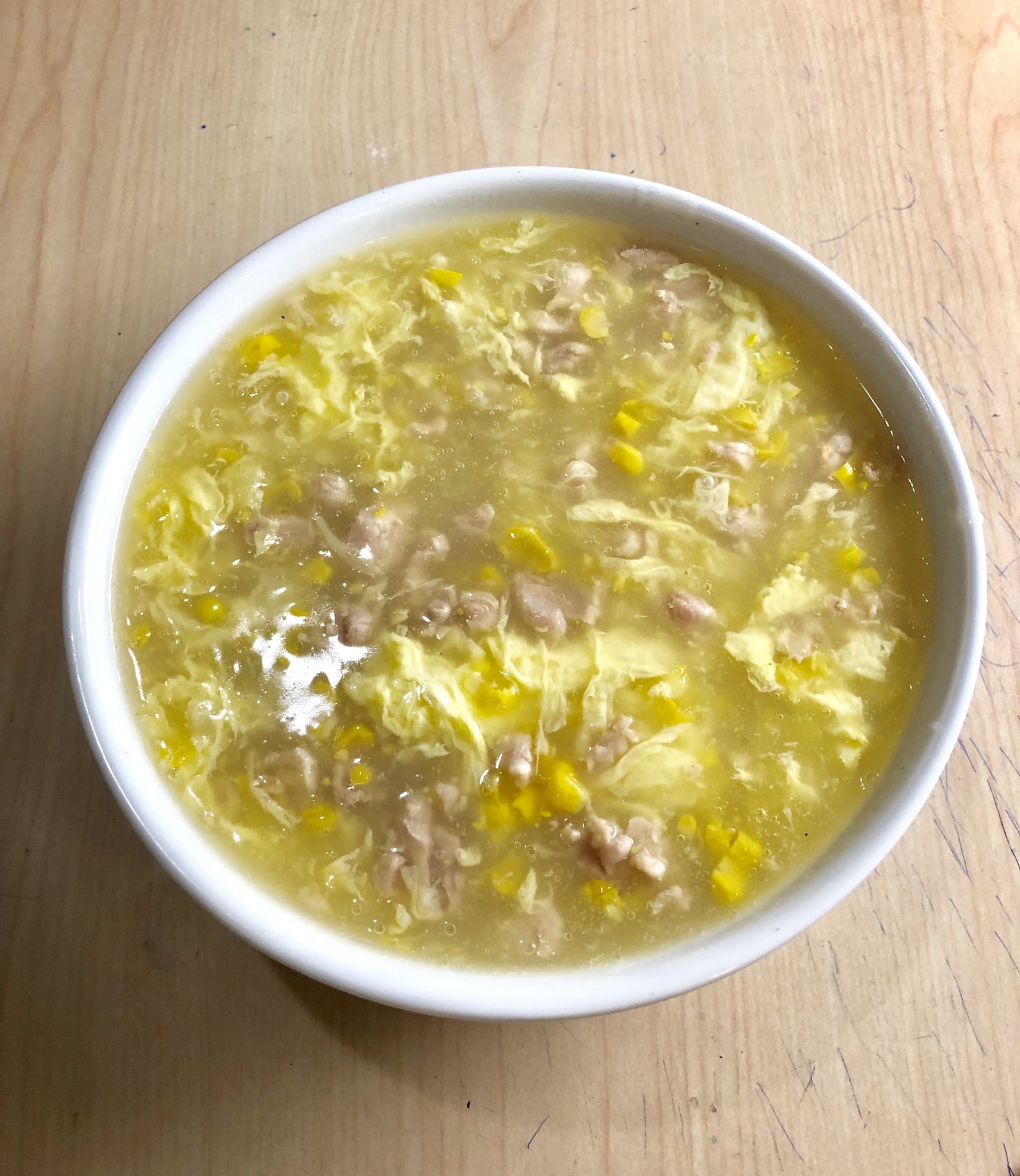 Order 46. Chicken Cream Corn Soup food online from M's Kitchen store, Artesia on bringmethat.com