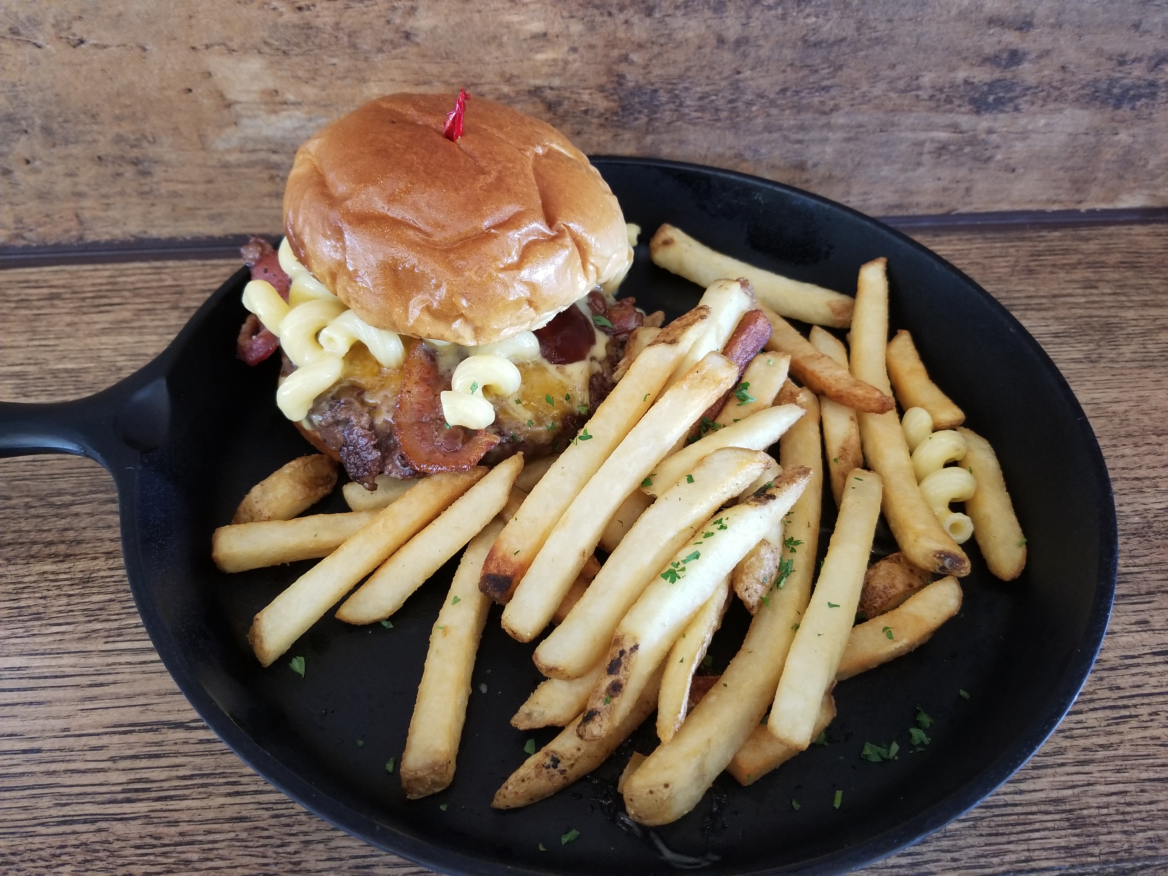 Order Mac Daddy Burger food online from Meat & Potato Urban Kitchen store, Wheeling on bringmethat.com