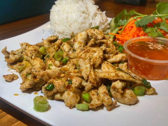 Order Sauteed Chicken Rice Platter food online from Hughie store, Houston on bringmethat.com