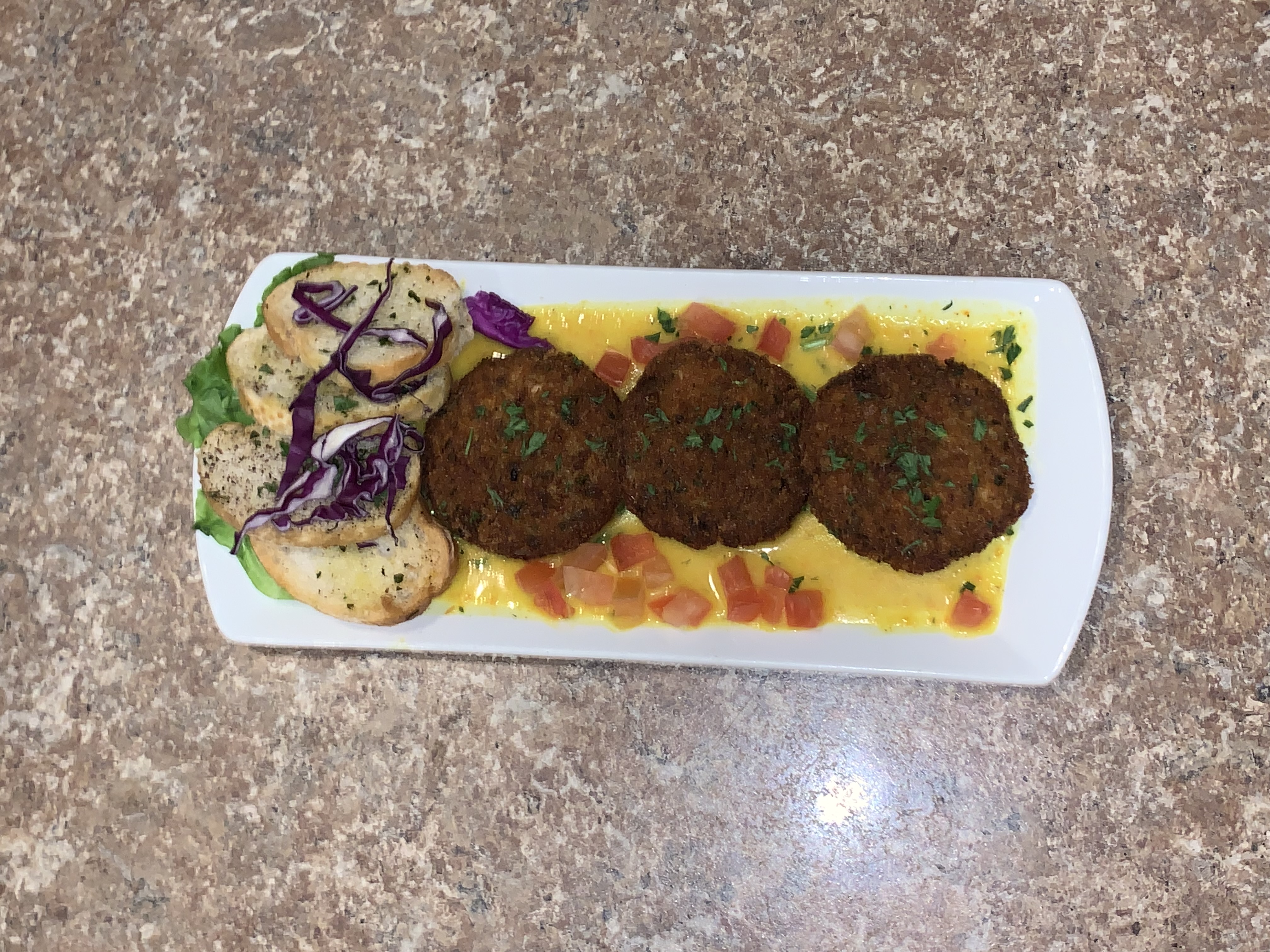 Order Salmon and Crab Cakes food online from Zorba's Restaurant & Bar store, Oklahoma City on bringmethat.com