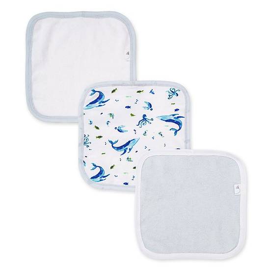 Order Burt's Bees Baby® 3-Pack Whale of a Tale Washcloths in Rain food online from buybuy BABY store, Fresno on bringmethat.com
