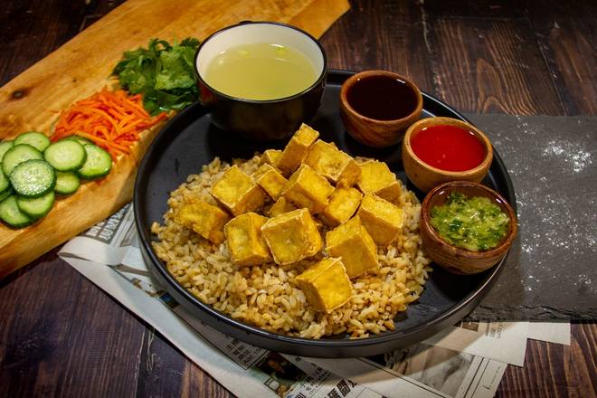 Order Fried Tofu Box (GF) (Veg.) food online from Chicken Meets Rice store, Fremont on bringmethat.com