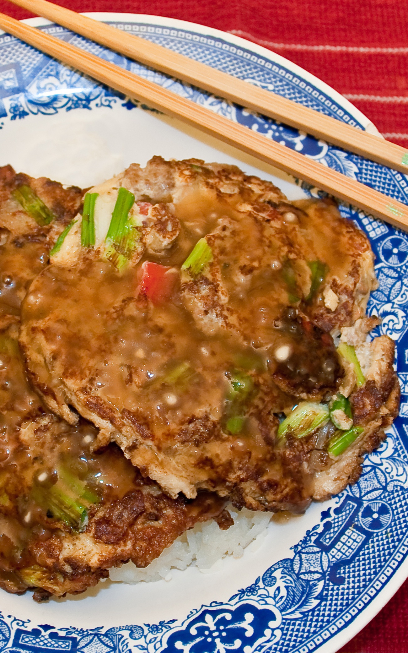 Order Roast Pork Egg Foo Young Combo Plate food online from City Dragon store, Greensboro on bringmethat.com