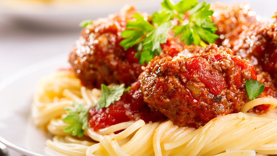 Order Spaghetti with Meatballs Dinner - Pasta food online from Orfino's Restaurant store, Briarcliff Manor on bringmethat.com