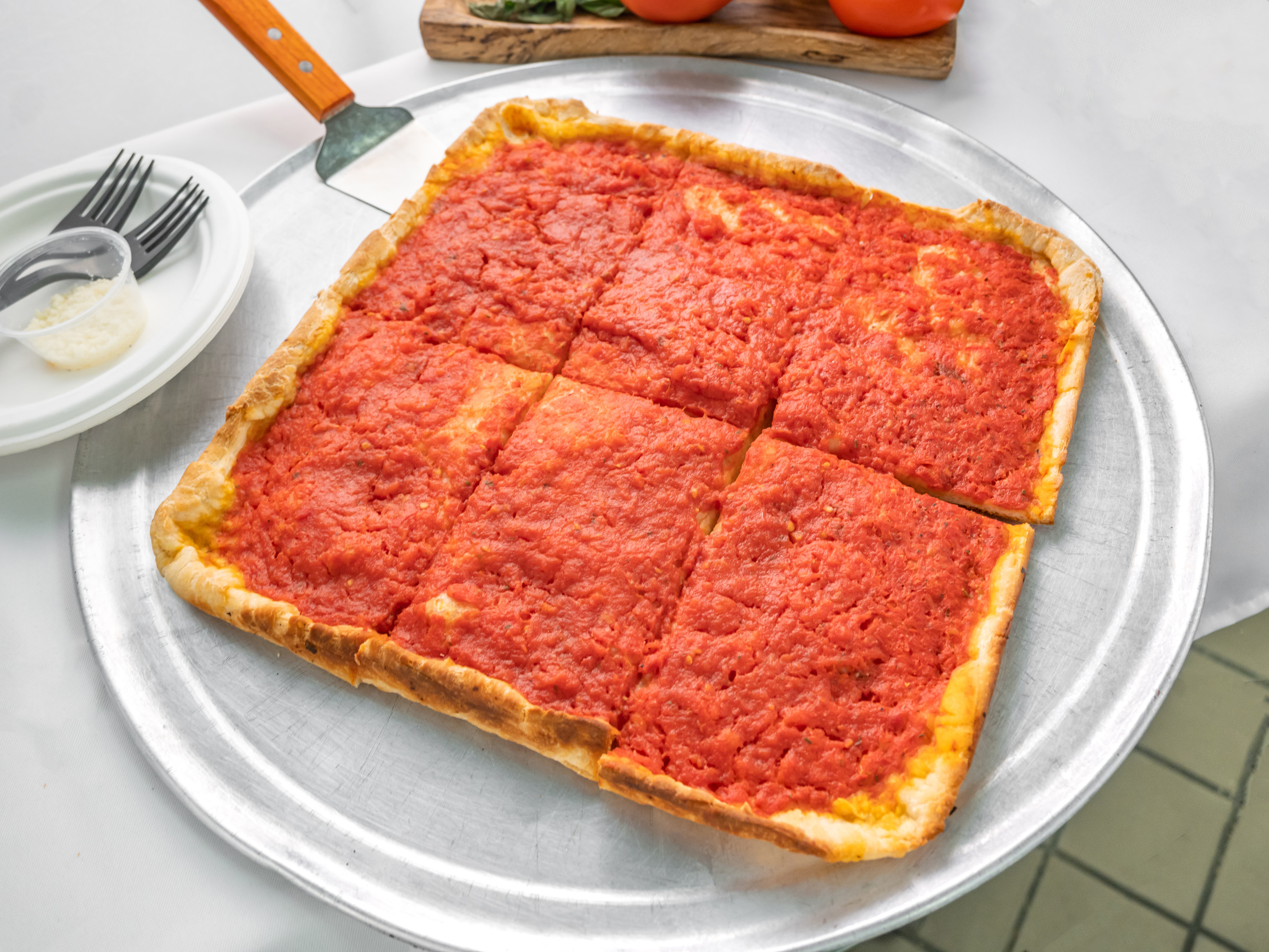 Order 14" Tomato Pie food online from Allegro Pizza store, Philadelphia on bringmethat.com