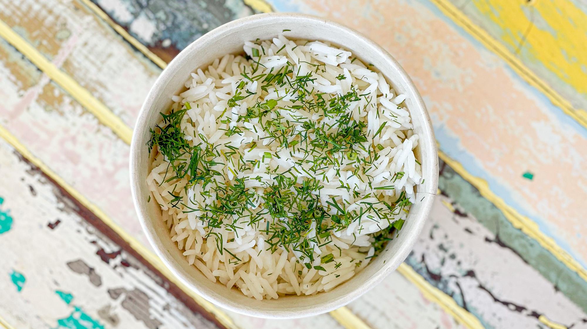 Order Basmati Rice with Fresh Dill food online from Saucy Greens Salad Shop store, San Francisco on bringmethat.com