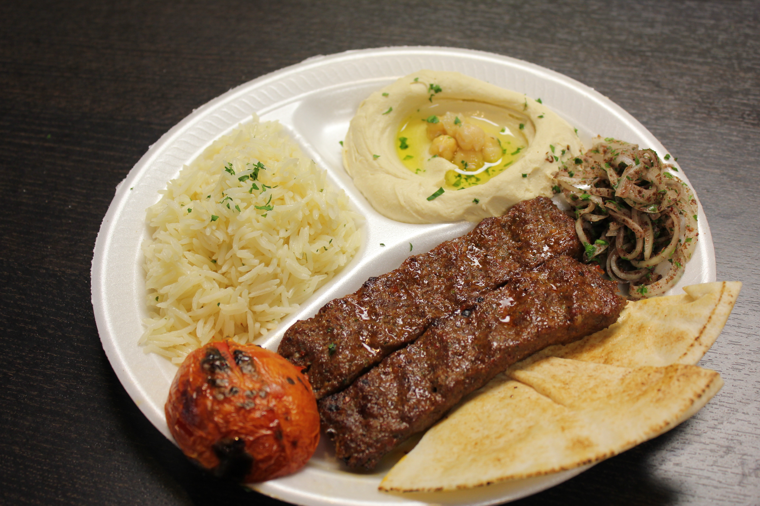 Order Beef Lula Plate food online from Alcazar Fresh Mediterranean Food store, Sherman Oaks on bringmethat.com