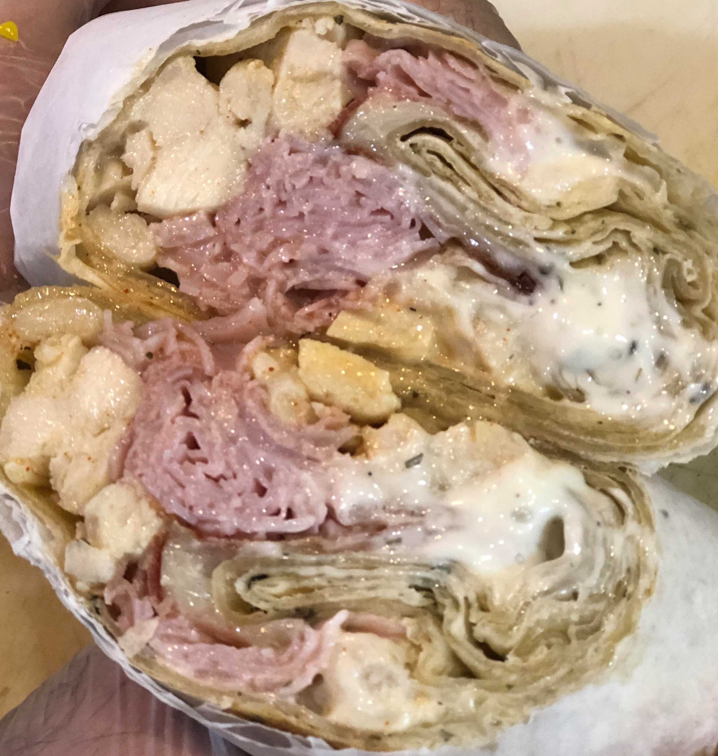 Order Chicken Cordon Bleu Wrap food online from Island Smoothie Cafe store, Bethpage on bringmethat.com