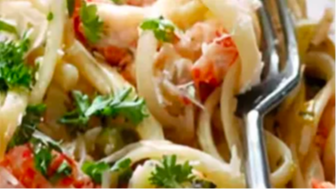 Order Garlic Noodle with Shrimp and Crab Meat food online from Pacific Pourhouse store, Union City on bringmethat.com