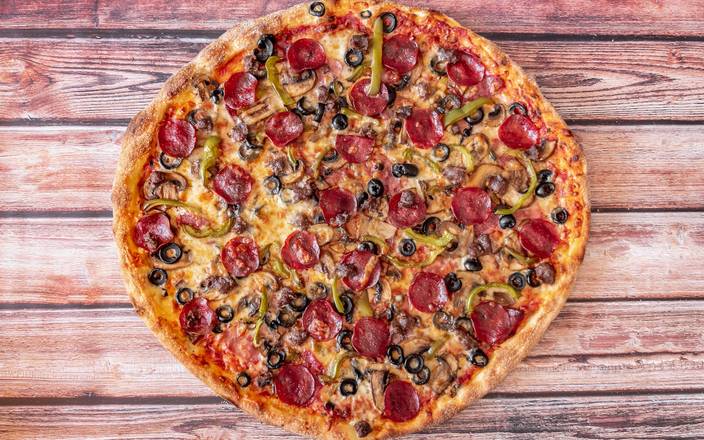 Order Large Combination Pizza food online from Livermore Big Apple Pizza store, Livermore on bringmethat.com