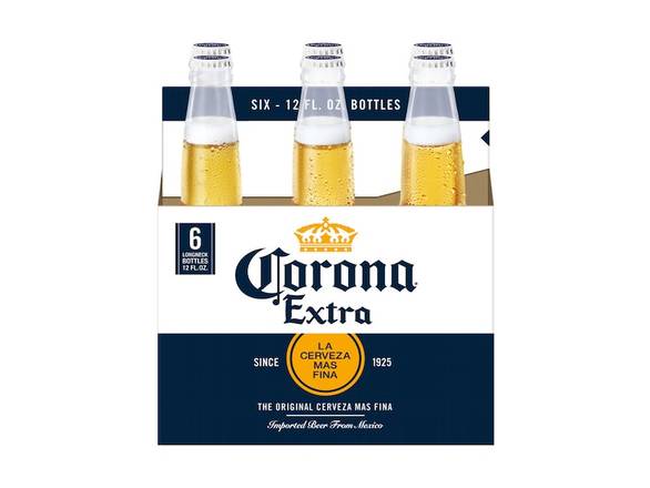 Order Corona Extra Lager Mexican Beer - 6x 12oz Bottles food online from Royals Liquor store, St. Peters on bringmethat.com