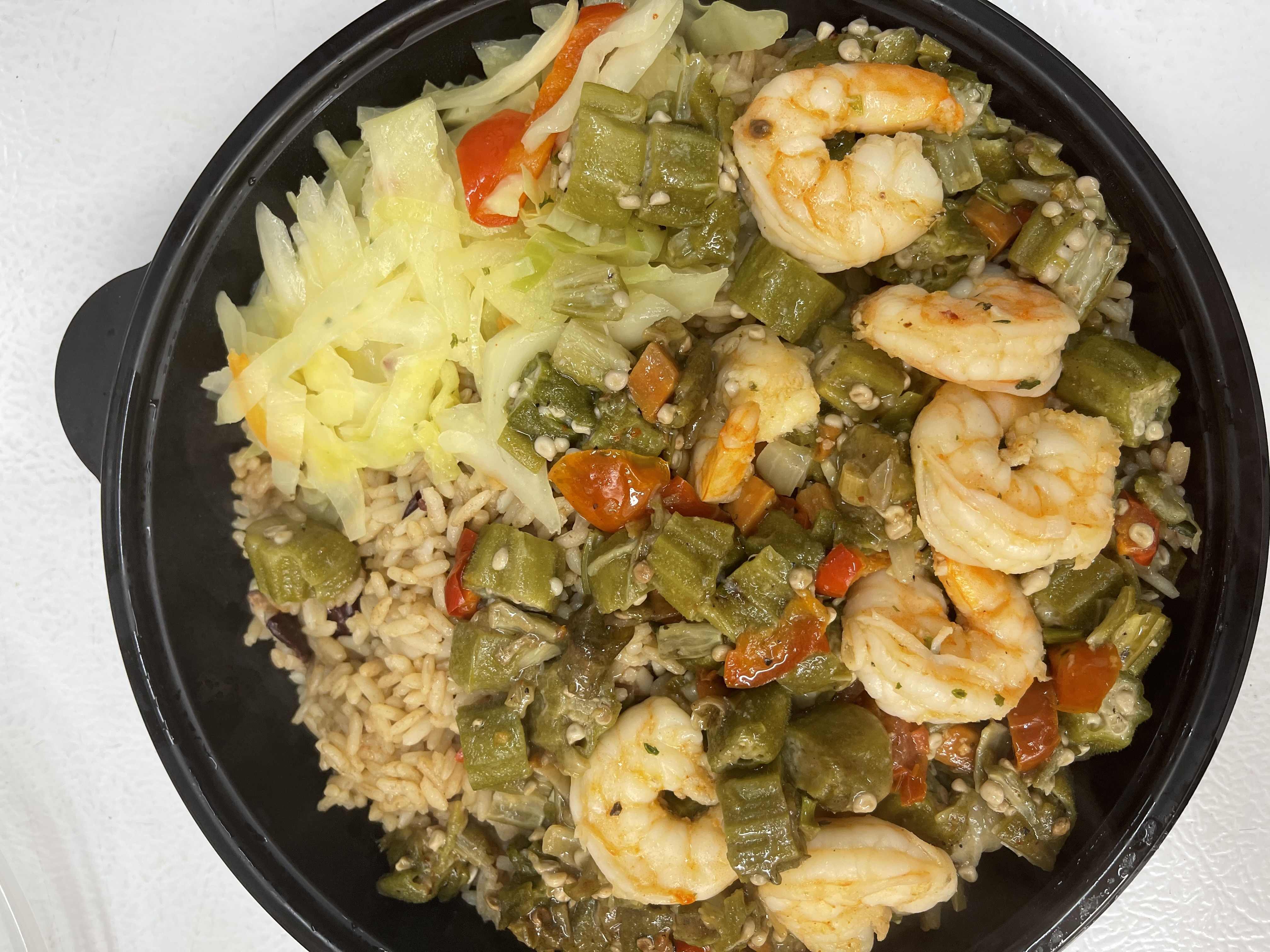 Order Okra and Shrimp with Rice and Peas food online from Taste of the Caribbean store, Capitol Heights on bringmethat.com