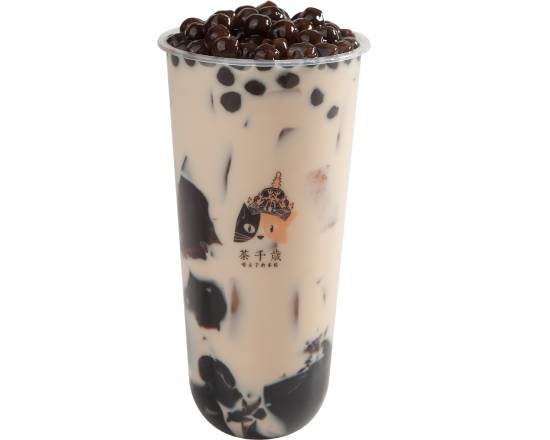 Order Grass Jelly Milk Tea with Boba   仙草黑金珍珠奶茶 food online from Timeless Tea store, Seattle on bringmethat.com