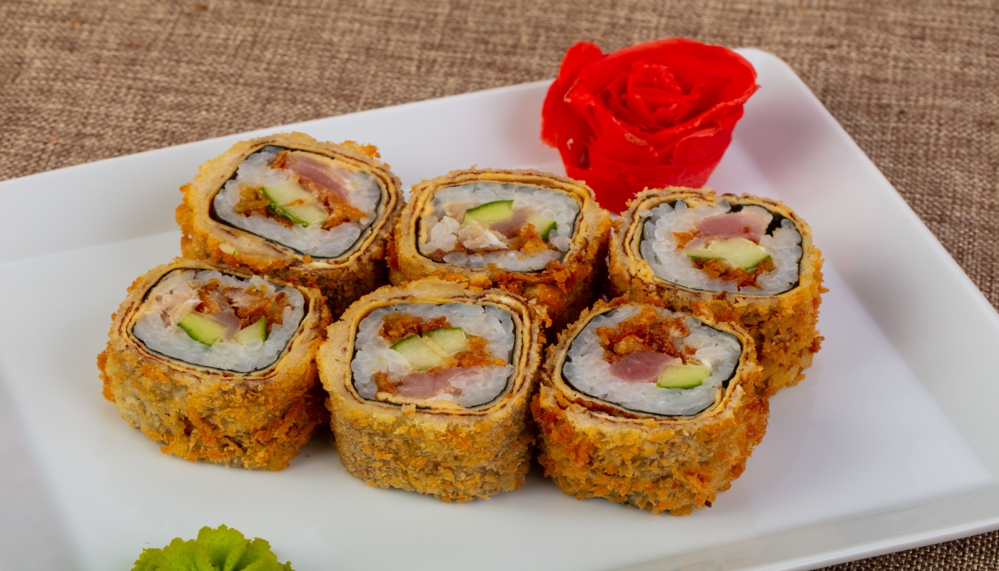 Order Spicy Tuna Tempura Roll food online from Miyabi Sushi store, Gardena on bringmethat.com