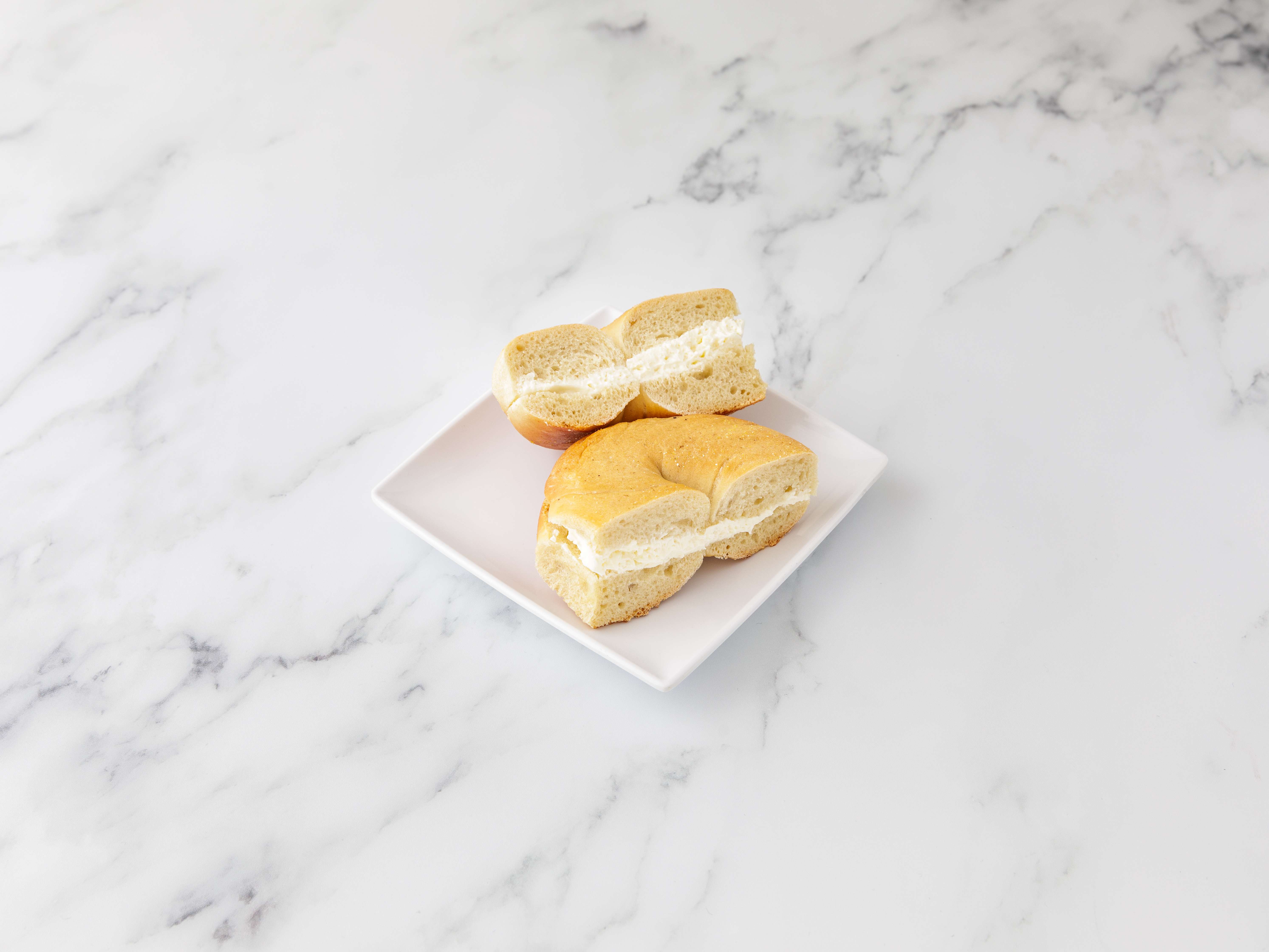 Order 1. Plain Cream Cheese Bagel food online from Hudson Bagel store, New York on bringmethat.com