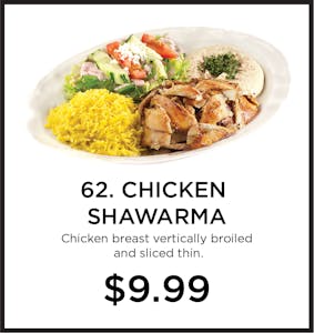 Order 62. Chicken Shawarma food online from Mystic Grill store, La Mesa on bringmethat.com