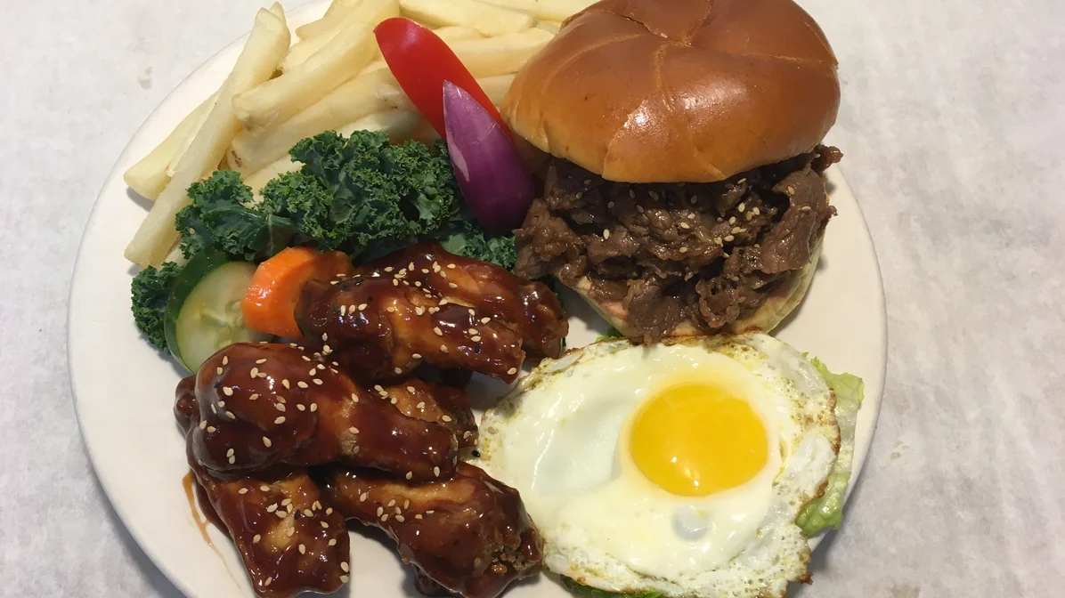 Order 5. Bulgogi Burger, BBQ Wing and French Fries food online from Broadway Diner store, Stockbridge on bringmethat.com