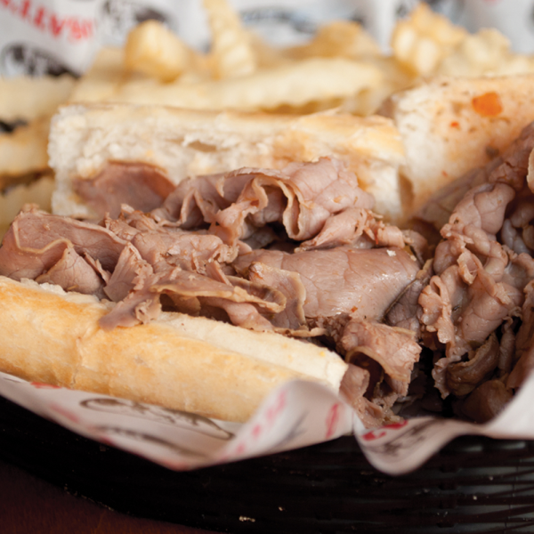 Order Italian Beef Sandwich with fries food online from Rosati's Pizza store, Madison on bringmethat.com