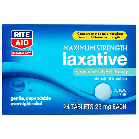 Order Rite Aid Maximum Strength Stimulant Laxative 25 mg (24 ct) food online from Rite Aid store, Cortland on bringmethat.com